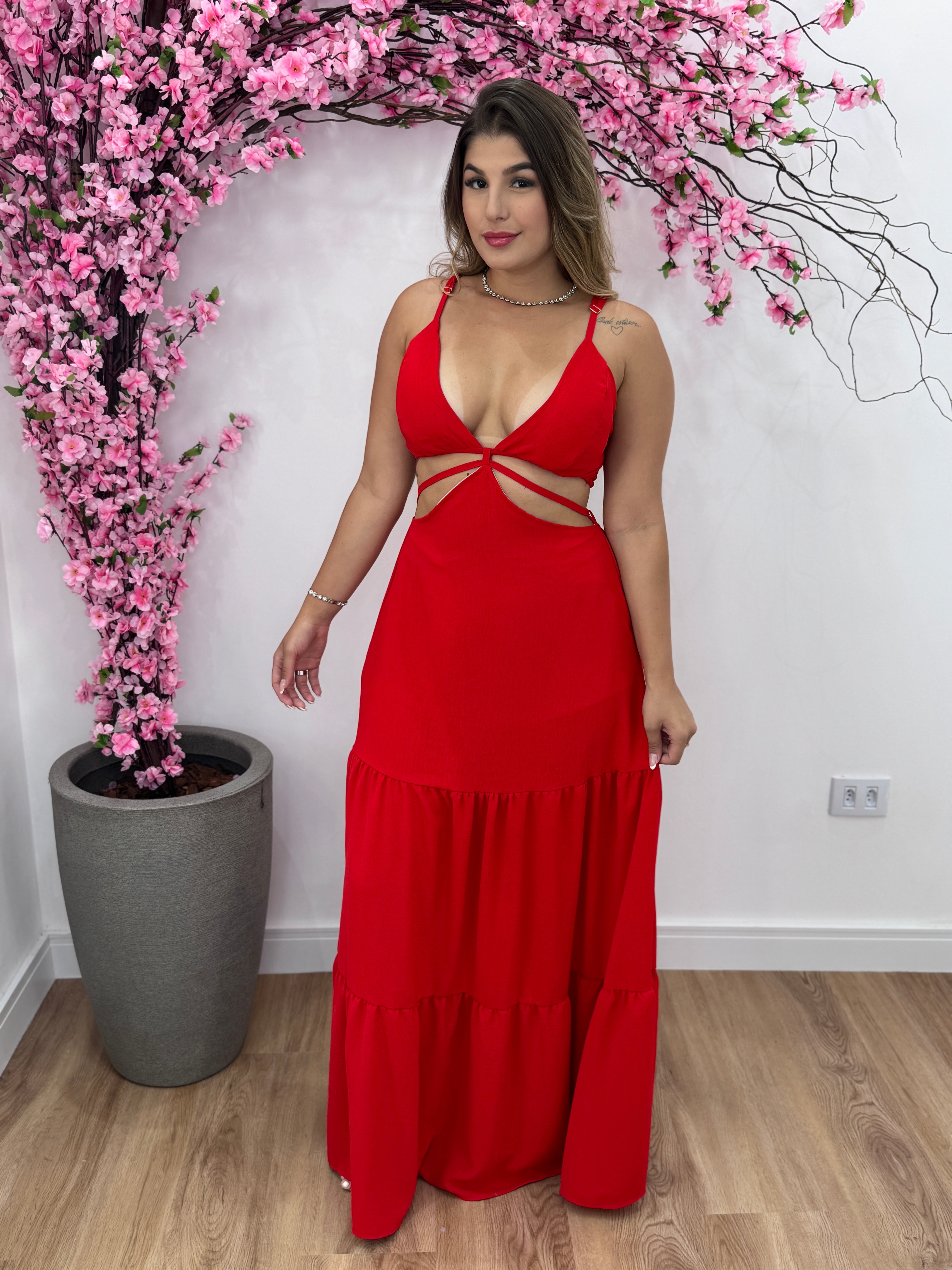 Vestido Jasmim - Vermelho