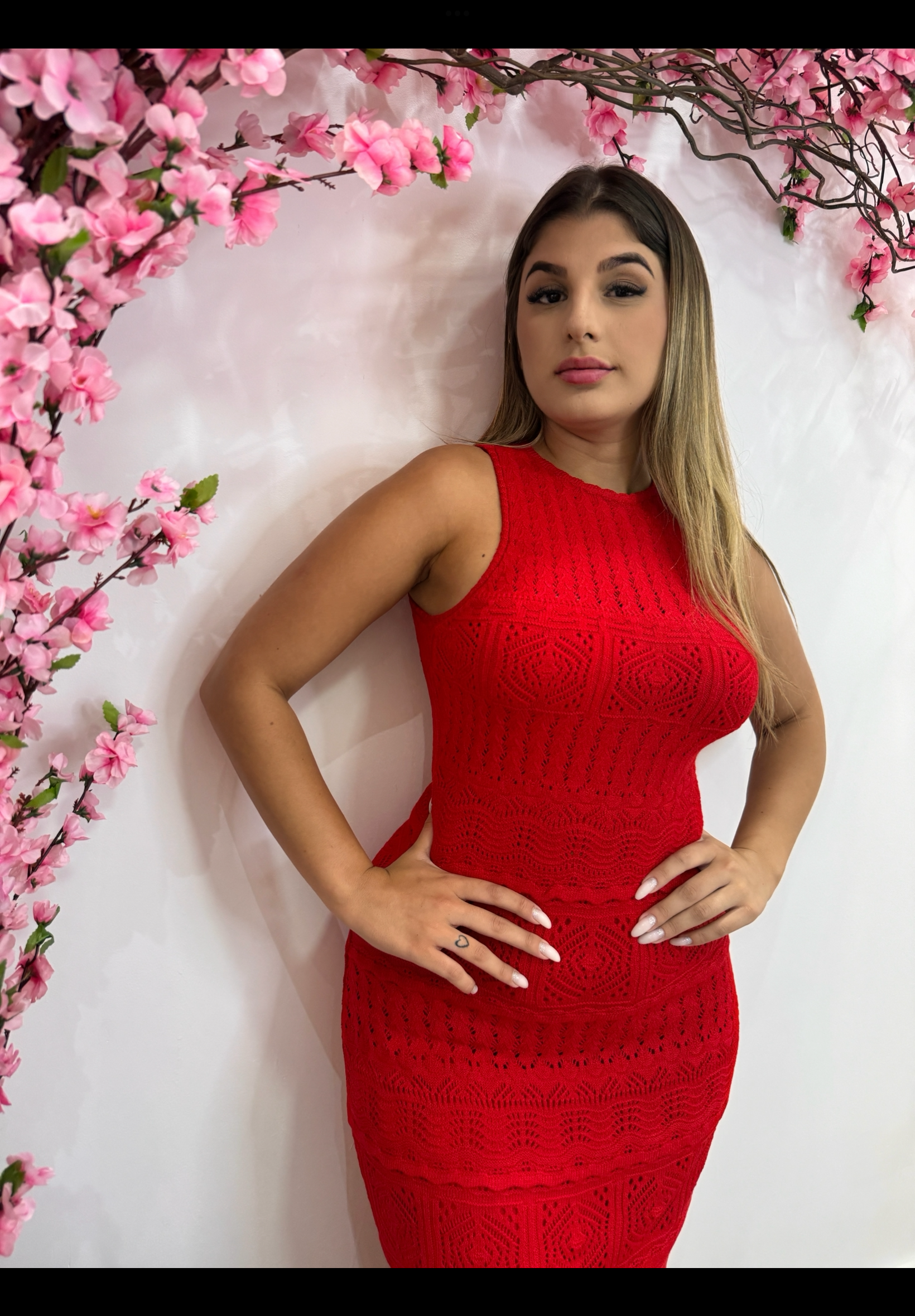 Vestido Cassia Tricot - Vermelho