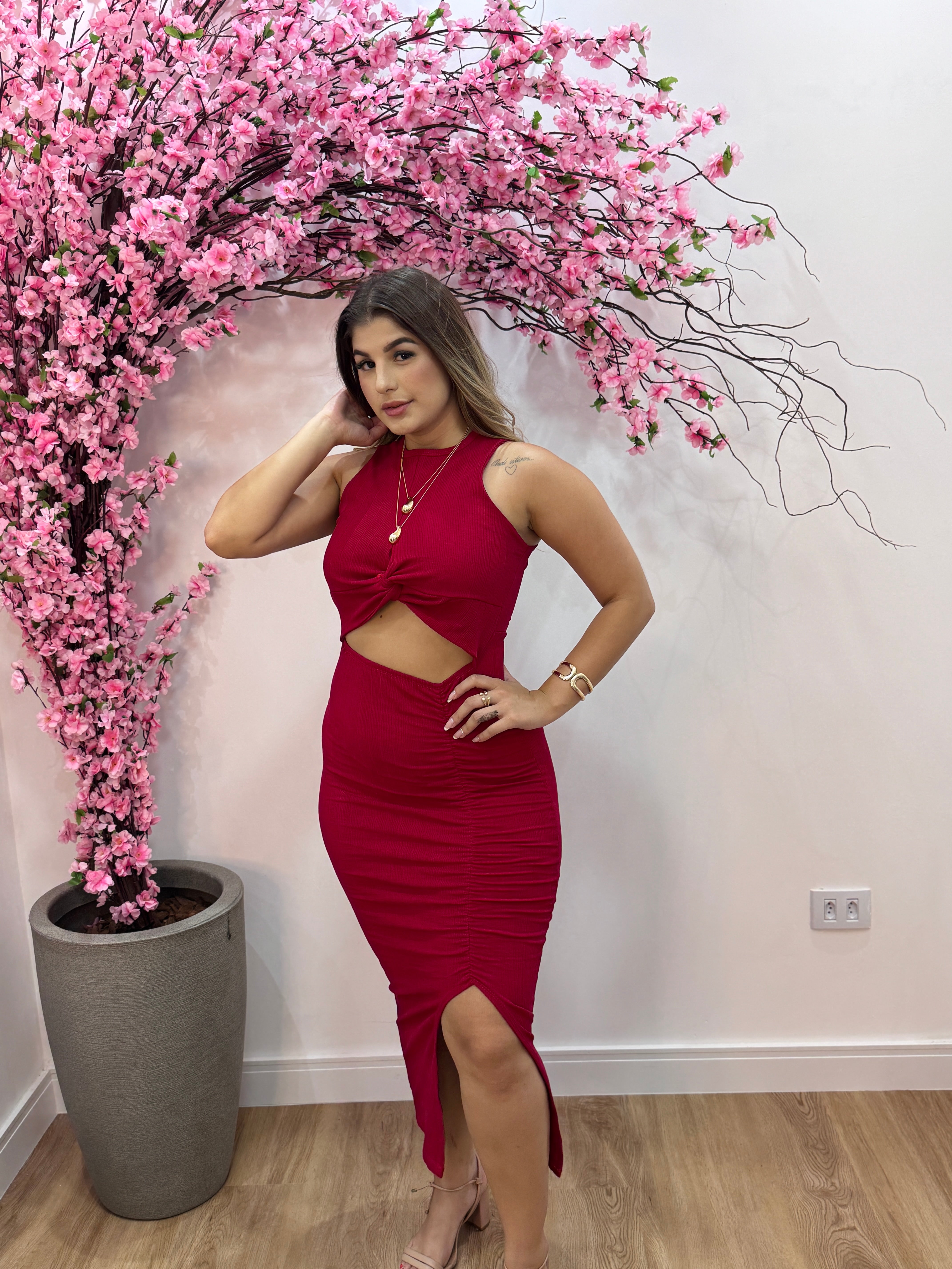 Vestido Midi Laura - Vermelho