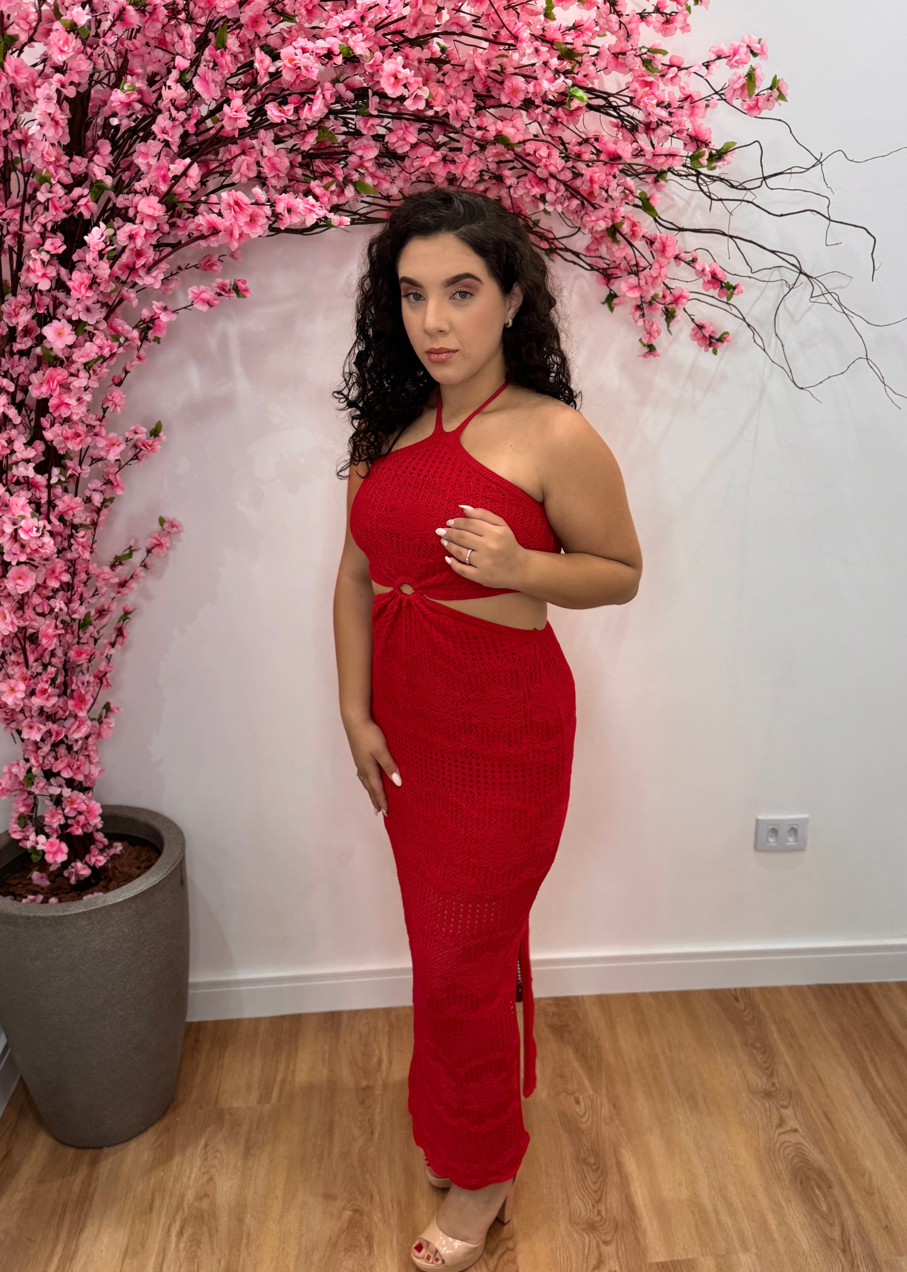 Vestido Duda Tricot - Vermelho