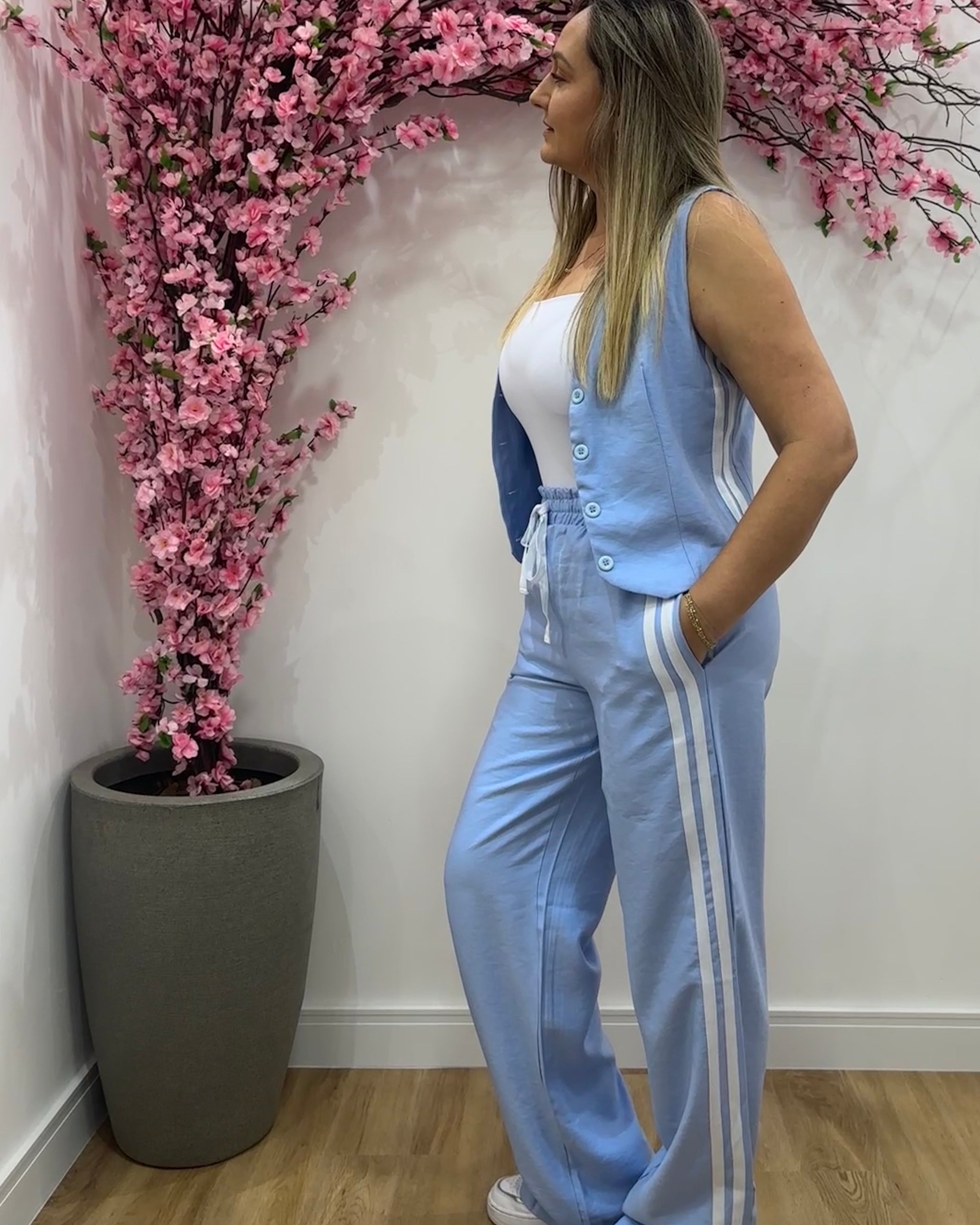 Conjunto Marant Listras Laterais - Azul Bebê